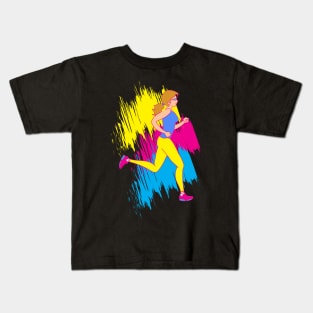 Colorful Woman Runner - Running gift Kids T-Shirt